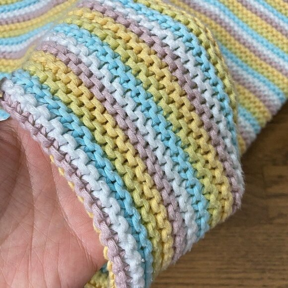 Pastel Rainbow Stripes Knit Baby Blanket - Picture 1 of 10